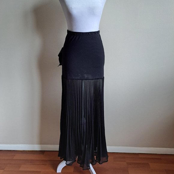 New Herve Leger Black Maxi Skirt with Ruffle Size S
